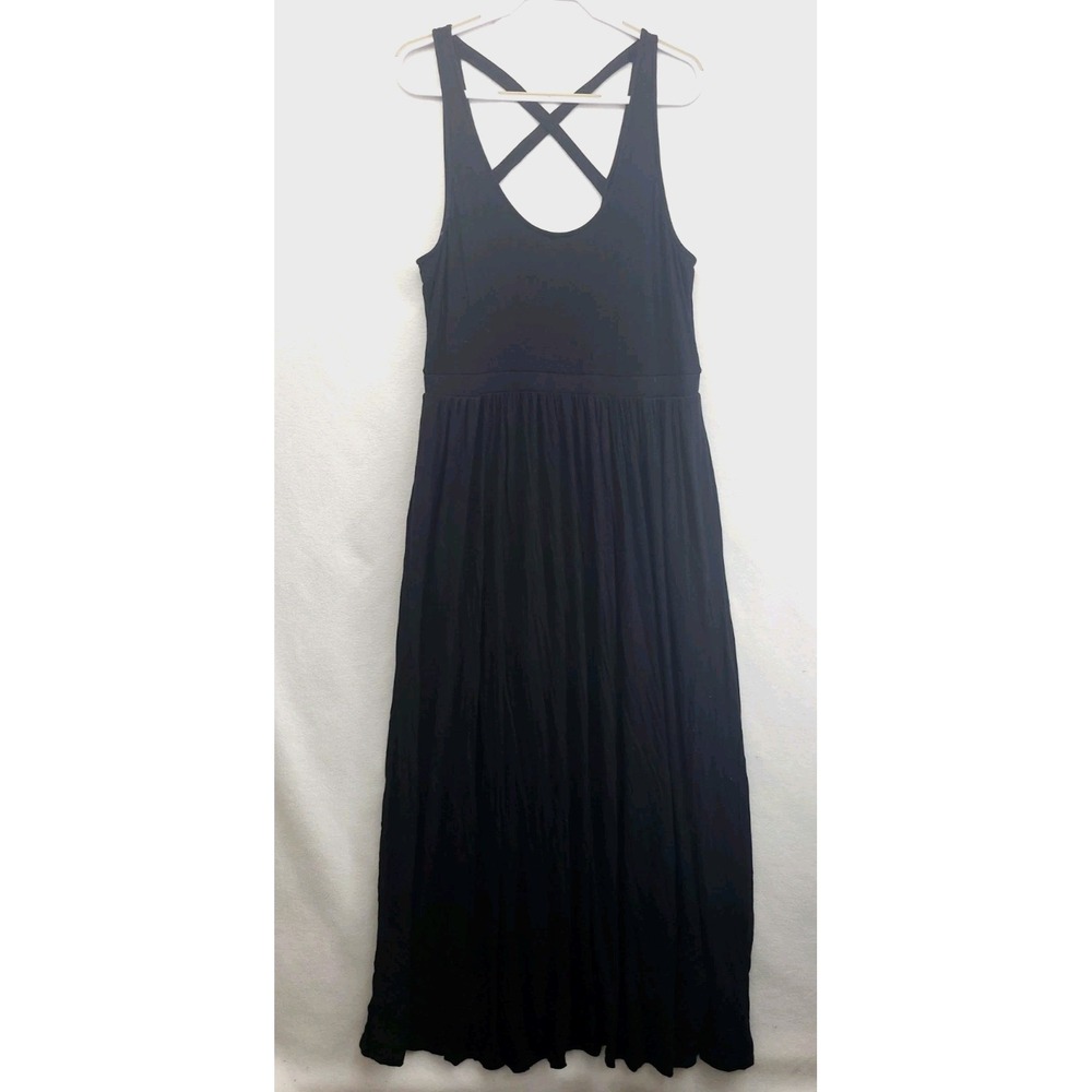 Maeve By Anthropologie Black Cross Back Maxi Dress Sz XL